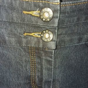 Bisou Bisou blue jeans mid-rise straight leg dark washed double button waist 8P